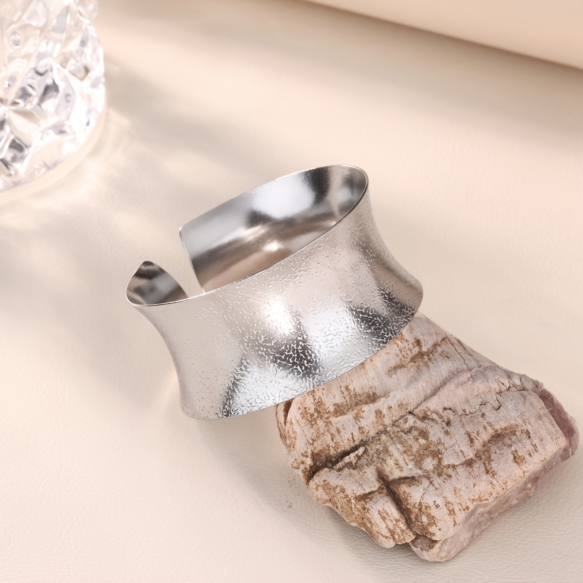 Women's Silvery Stainless Steel Open Bangle, Everyday Wear